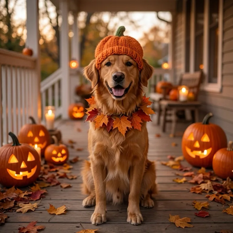 Pumpkin Pet — Knitted hat · autumn porch